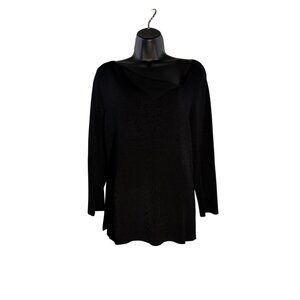 Rafaella Black Asymmetric Neckline Sweater XL Rayon/Nylon Blend Long Sleeve